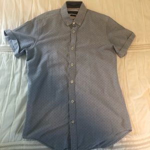 Zara Man S Slim button down short sleeve dress up shirt
